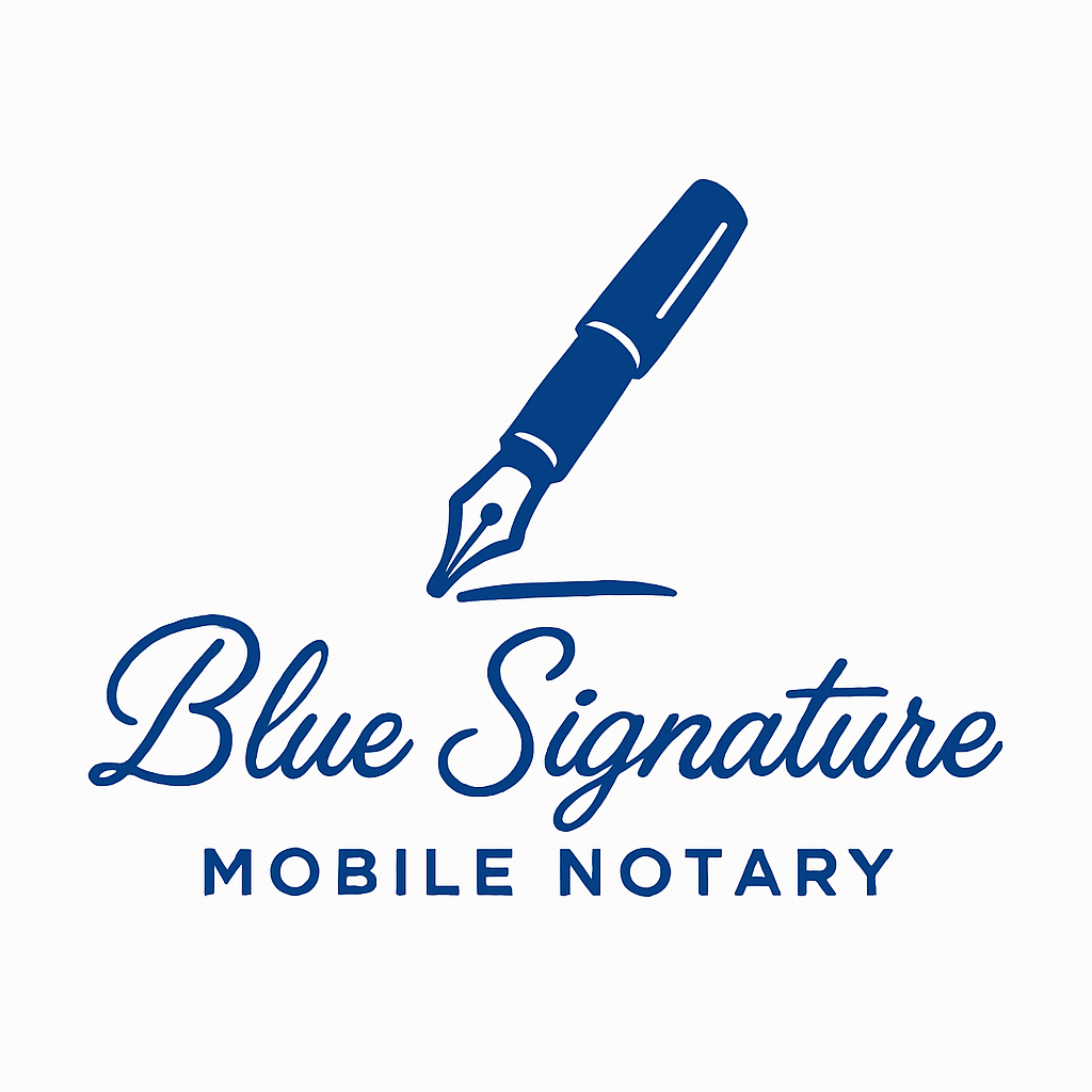 Blue Signature Mobile Notary Logo